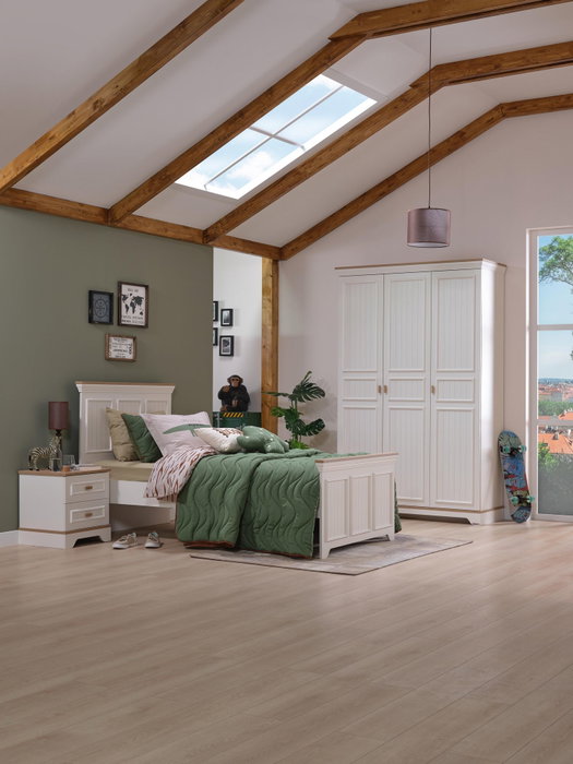 Hanah Home Cama Individual Monte Crema y Roble Hanah Home Cama Individual Monte Crema y Roble